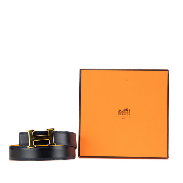 エルメス Hベルト コンスタンス ベルト 70 ネイビー イエロー ボックスカーフ ヴォーエプソン レディース HERMES 【中古】