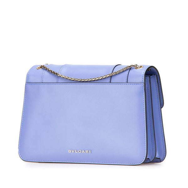 ブルガリ セルペンティ フォーエバー チェーン ショルダーバッグ ハンドバッグ ブルー レザー レディース BVLGARI 【中古】