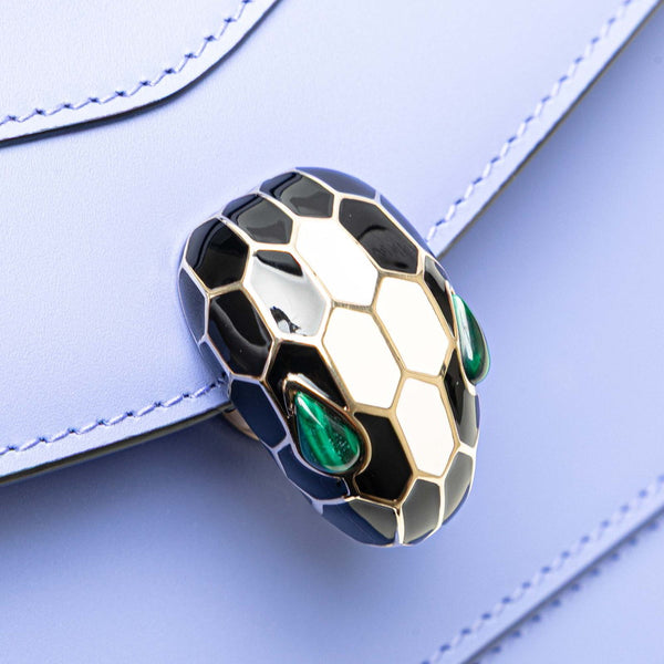 ブルガリ セルペンティ フォーエバー チェーン ショルダーバッグ ハンドバッグ ブルー レザー レディース BVLGARI 【中古】