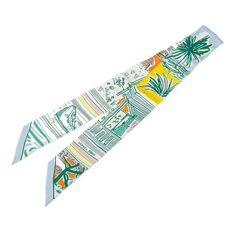 エルメス ツイリー RAYURES D'ETE スカーフ ホワイト マルチカラー シルク レディース HERMES 【中古】