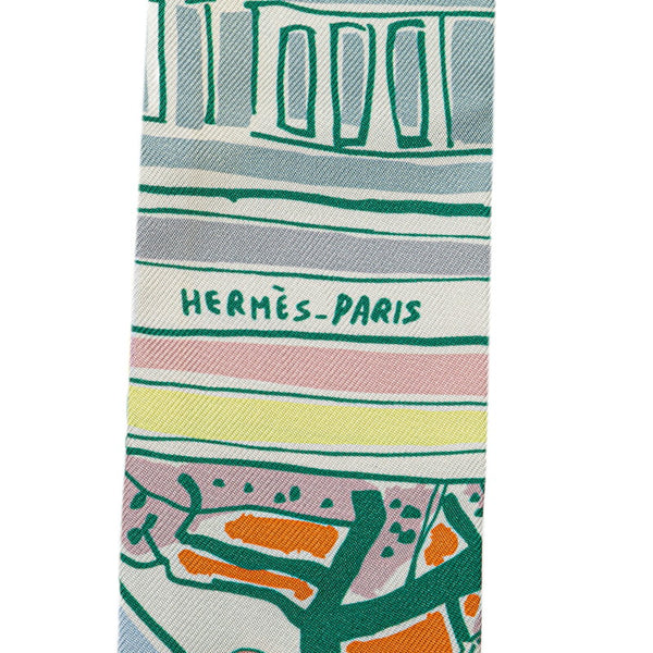 エルメス ツイリー RAYURES D'ETE スカーフ ホワイト マルチカラー シルク レディース HERMES 【中古】
