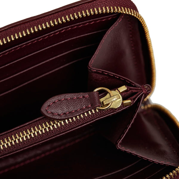 バーバリー ラウンドファスナー 長財布 ワインレッド エナメル レディース BURBERRY 【中古】