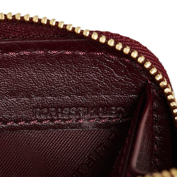 バーバリー ラウンドファスナー 長財布 ワインレッド エナメル レディース BURBERRY 【中古】