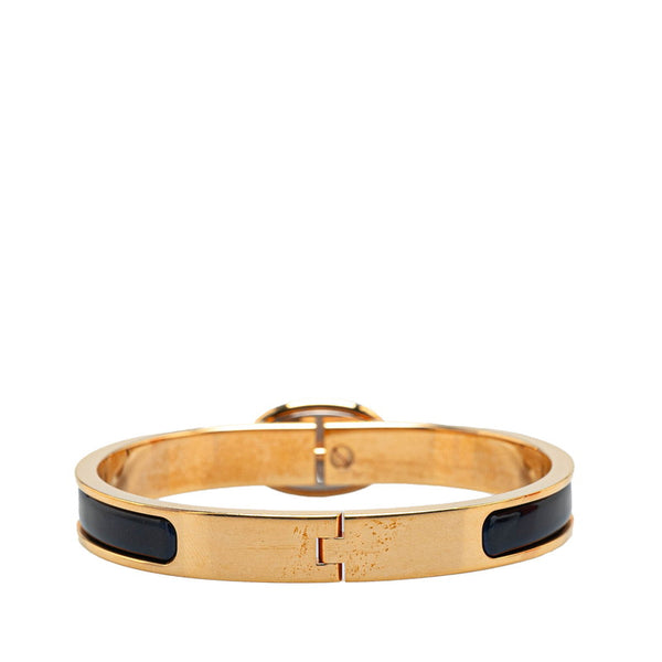 エルメス ミニクリックPM シェーヌダンクル バングル ゴールド ネイビー メッキ エナメル レディース HERMES 【中古】