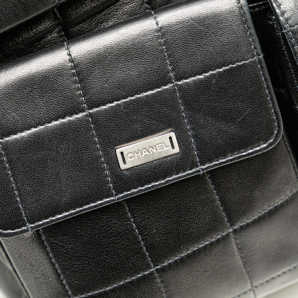 シャネル 2.55 チョコバー 斜め掛け チェーン ショルダーバッグ ブラック ラムスキン レディース CHANEL 【中古】