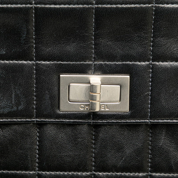 シャネル 2.55 チョコバー 斜め掛け チェーン ショルダーバッグ ブラック ラムスキン レディース CHANEL 【中古】