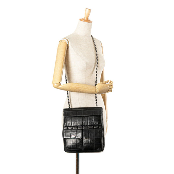 シャネル 2.55 チョコバー 斜め掛け チェーン ショルダーバッグ ブラック ラムスキン レディース CHANEL 【中古】