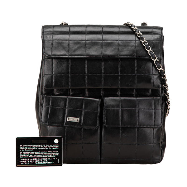 シャネル 2.55 チョコバー 斜め掛け チェーン ショルダーバッグ ブラック ラムスキン レディース CHANEL 【中古】