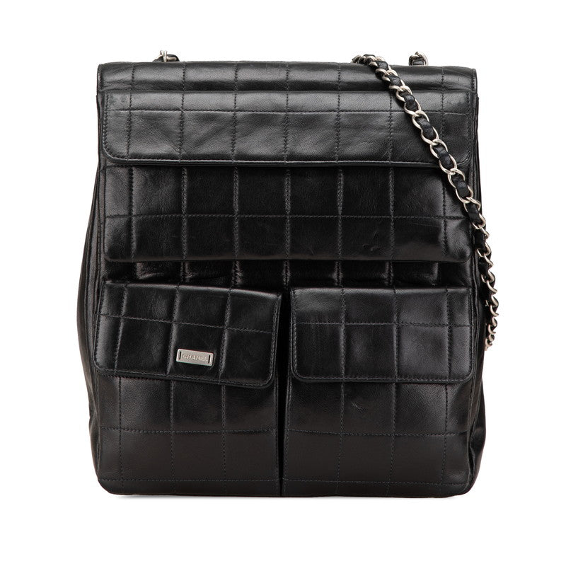 シャネル 2.55 チョコバー 斜め掛け チェーン ショルダーバッグ ブラック ラムスキン レディース CHANEL 【中古】