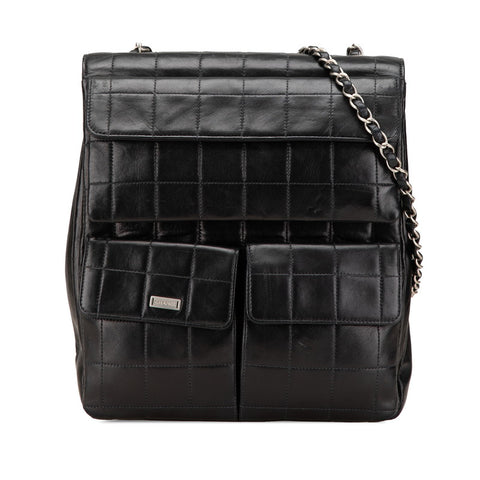 シャネル 2.55 チョコバー 斜め掛け チェーン ショルダーバッグ ブラック ラムスキン レディース CHANEL 【中古】