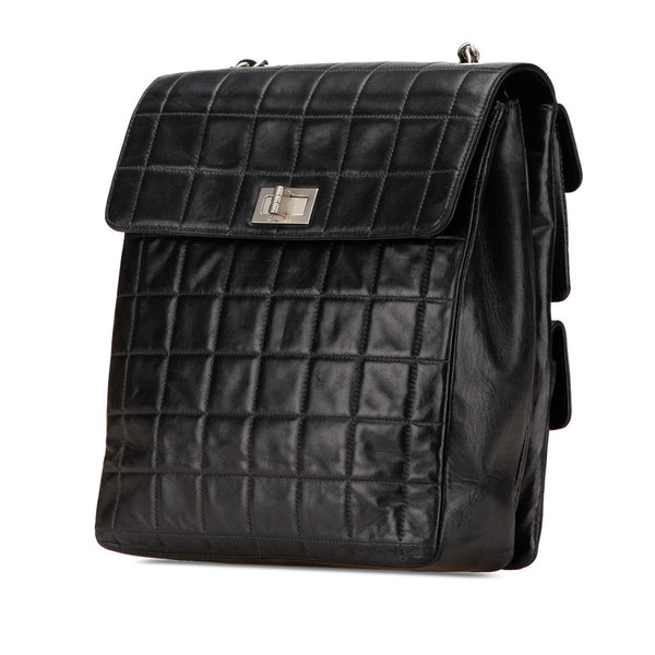 シャネル 2.55 チョコバー 斜め掛け チェーン ショルダーバッグ ブラック ラムスキン レディース CHANEL 【中古】