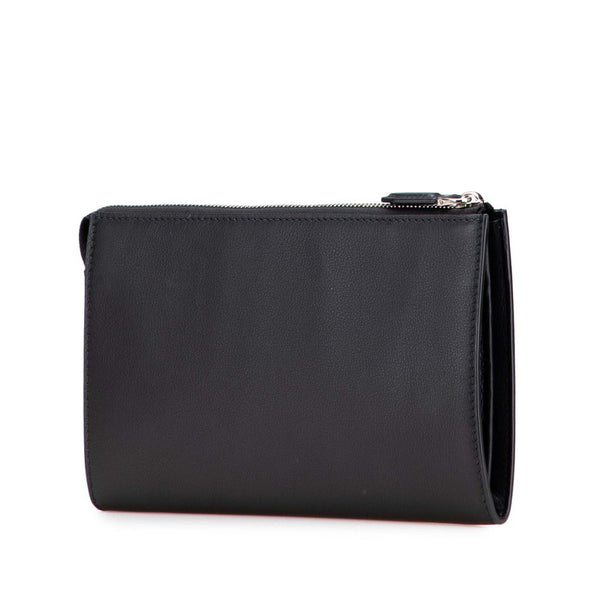 サルヴァトーレフェラガモ ロゴスタッズ クラッチバッグ ポーチ 24A121  ブラック レッド カーフレザー レディース Salvatore Ferragamo 【中古】