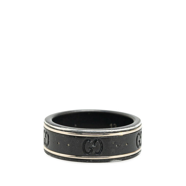 グッチ GGアイコン リング 指輪 #13 ブラック シルバー セラミック レディース GUCCI 【中古】