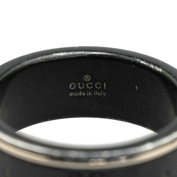 グッチ GGアイコン リング 指輪 #13 ブラック シルバー セラミック レディース GUCCI 【中古】