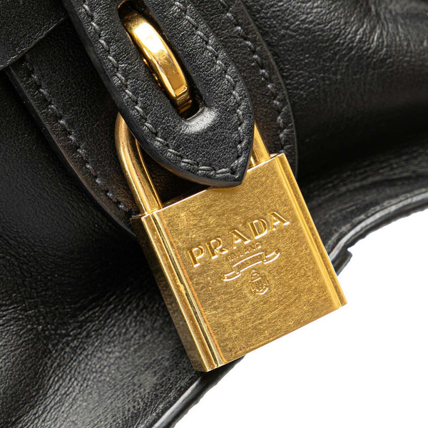 プラダ エスプラナード バイカラー ハンドバッグ 1BA046 ブラック グレー サフィアーノレザー レディース PRADA 【中古】
