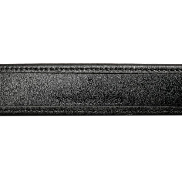 グッチ ベルト 141742 ベージュ ブラック キャンバス レザー レディース GUCCI 【中古】