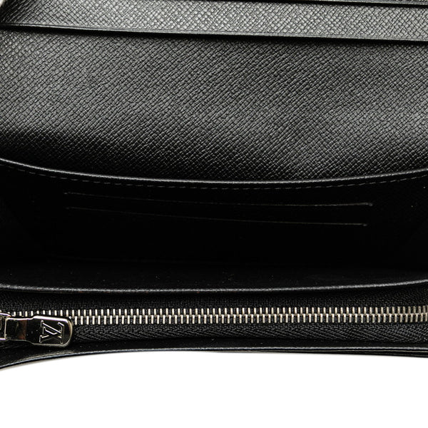 ルイ ヴィトン エピ ポルトフォイユ トレゾール L字ファスナー 二つ折り財布 M63972 ノワール レザー レディース LOUIS VUITTON 【中古】