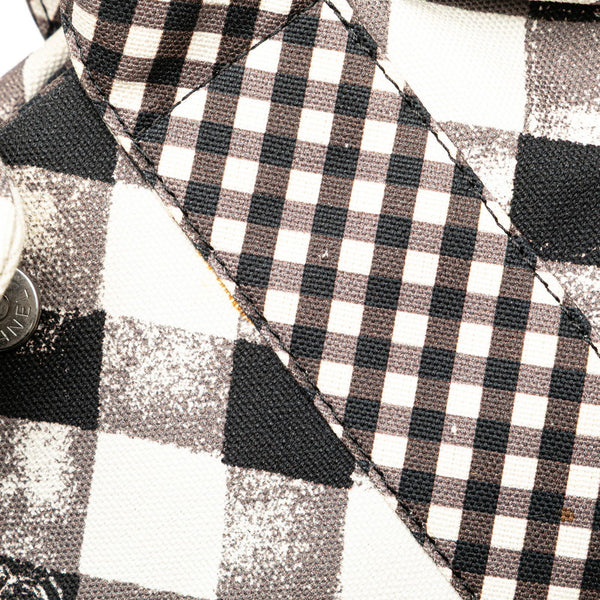 シャネル クルーズライン ギンガムチェック ココマーク ハンドバッグ ブラック ホワイト キャンバス レザー レディース CHANEL 【中古】