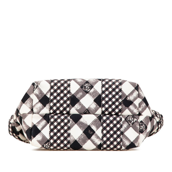 シャネル クルーズライン ギンガムチェック ココマーク ハンドバッグ ブラック ホワイト キャンバス レザー レディース CHANEL 【中古】