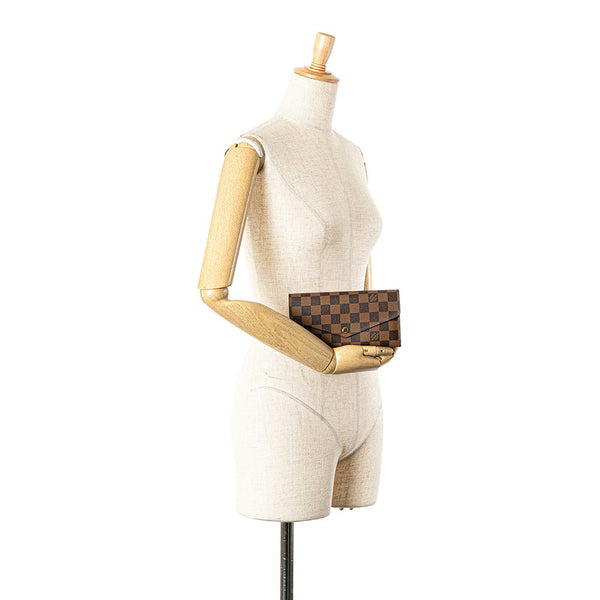 ルイ ヴィトン ダミエ ポルトフォイユ サラ 長財布 N63209 ブラウン PVC レザー レディース LOUIS VUITTON 【中古】