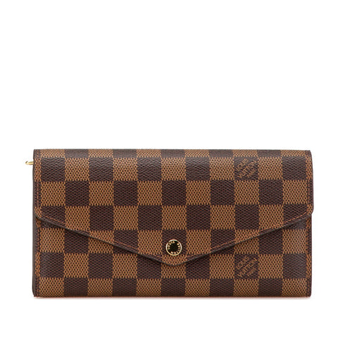 ルイ ヴィトン ダミエ ポルトフォイユ サラ 長財布 N63209 ブラウン PVC レザー レディース LOUIS VUITTON 【中古】
