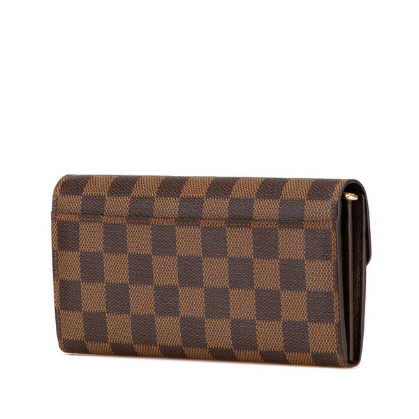 ルイ ヴィトン ダミエ ポルトフォイユ サラ 長財布 N63209 ブラウン PVC レザー レディース LOUIS VUITTON 【中古】