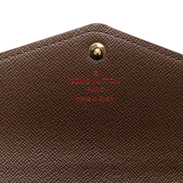 ルイ ヴィトン ダミエ ポルトフォイユ サラ 長財布 N63209 ブラウン PVC レザー レディース LOUIS VUITTON 【中古】