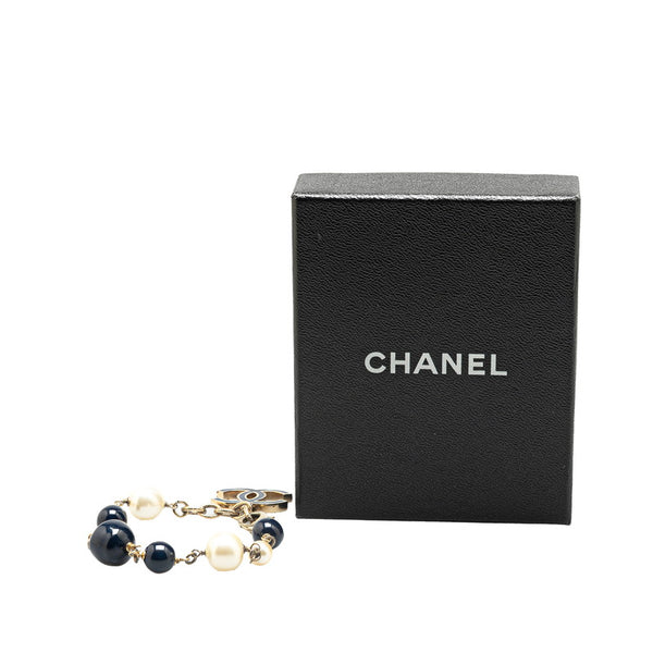 シャネル ココマーク ブレスレット ネイビー ブラック ゴールド フェイクパール メッキ レディース CHANEL 【中古】