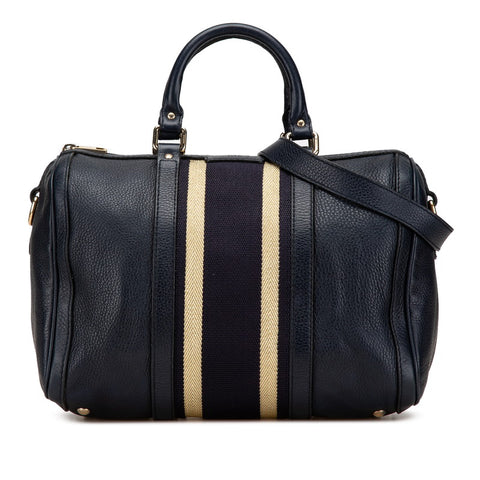 グッチ GGキャンバス シェリーライン ミニボストンバッグ ショルダーバッグ 2WAY 247205 ブラック ゴールド キャンバス レザー レディース GUCCI 【中古】