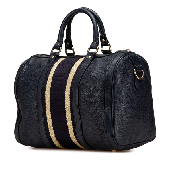 グッチ GGキャンバス シェリーライン ミニボストンバッグ ショルダーバッグ 2WAY 247205 ブラック ゴールド キャンバス レザー レディース GUCCI 【中古】