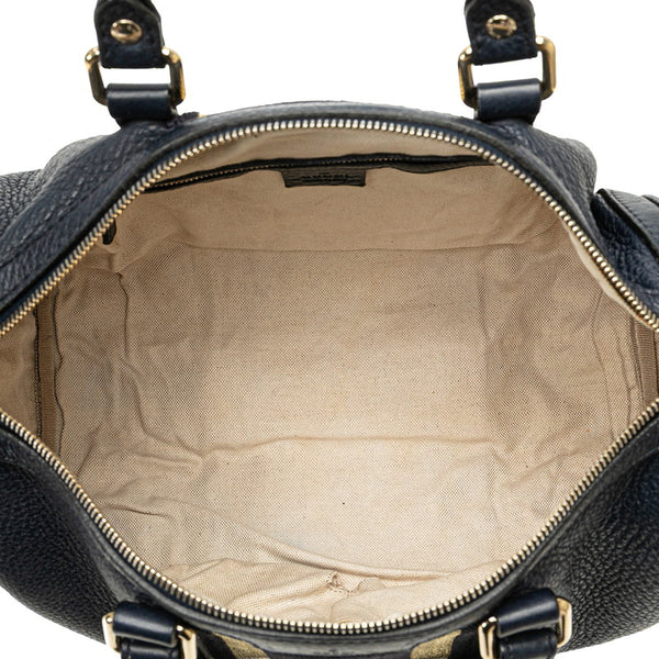 グッチ GGキャンバス シェリーライン ミニボストンバッグ ショルダーバッグ 2WAY 247205 ブラック ゴールド キャンバス レザー レディース GUCCI 【中古】