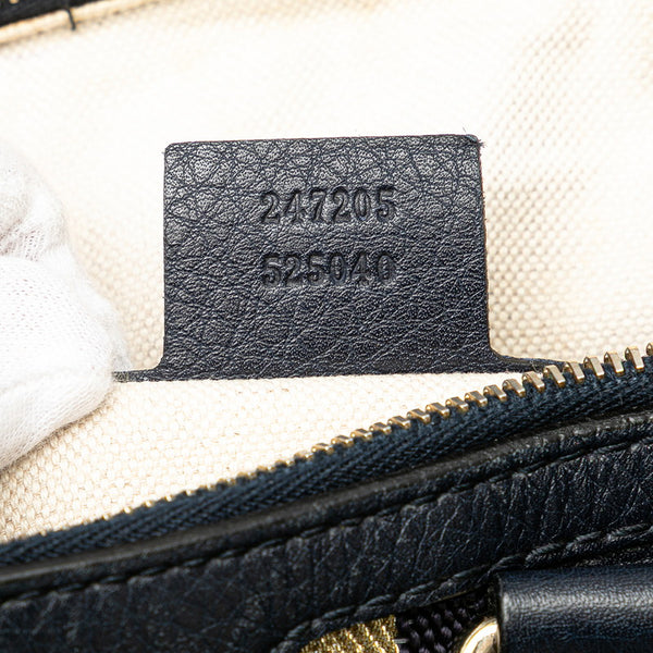 グッチ GGキャンバス シェリーライン ミニボストンバッグ ショルダーバッグ 2WAY 247205 ブラック ゴールド キャンバス レザー レディース GUCCI 【中古】