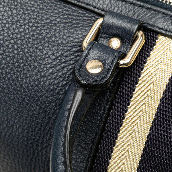 グッチ GGキャンバス シェリーライン ミニボストンバッグ ショルダーバッグ 2WAY 247205 ブラック ゴールド キャンバス レザー レディース GUCCI 【中古】