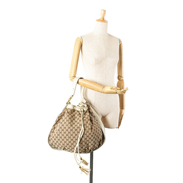 グッチ GGキャンバス ワンショルダーバッグ 223951 ベージュ ホワイト キャンバス レザー レディース GUCCI 【中古】