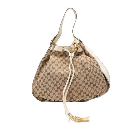グッチ GGキャンバス ワンショルダーバッグ 223951 ベージュ ホワイト キャンバス レザー レディース GUCCI 【中古】