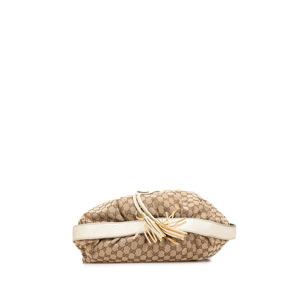 グッチ GGキャンバス ワンショルダーバッグ 223951 ベージュ ホワイト キャンバス レザー レディース GUCCI 【中古】