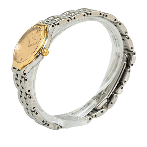 オメガ 腕時計 クオーツ ゴールド文字盤 ステンレススチール メッキ レディース OMEGA 【中古】