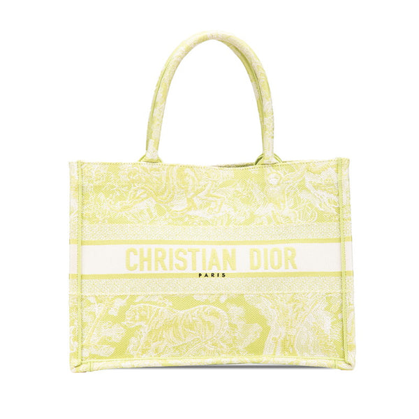 ディオール ブックトート ミディアム トートバッグ ライトグリーン キャンバス レディース Dior 【中古】