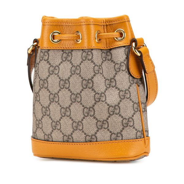 グッチ × EXO-KAI GGスプリーム 熊 ベアー モチーフ ミニ バケットバッグ ショルダーバッグ 660304 ベージュ ブラウン PVC レザー レディース GUCCI 【中古】