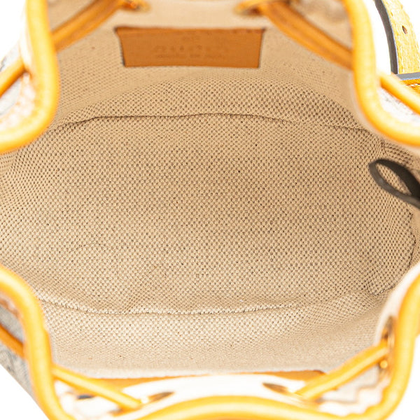 グッチ × EXO-KAI GGスプリーム 熊 ベアー モチーフ ミニ バケットバッグ ショルダーバッグ 660304 ベージュ ブラウン PVC レザー レディース GUCCI 【中古】