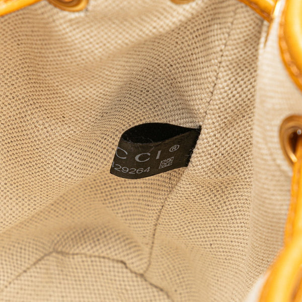 グッチ × EXO-KAI GGスプリーム 熊 ベアー モチーフ ミニ バケットバッグ ショルダーバッグ 660304 ベージュ ブラウン PVC レザー レディース GUCCI 【中古】