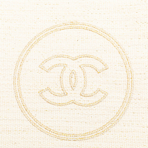 シャネル ココマーク フリンジ 大判ストール アイボリー ホワイト コットン ポリエステル レディース CHANEL 【中古】