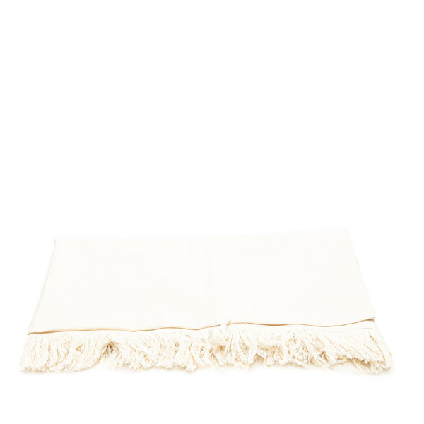 シャネル ココマーク フリンジ 大判ストール アイボリー ホワイト コットン ポリエステル レディース CHANEL 【中古】