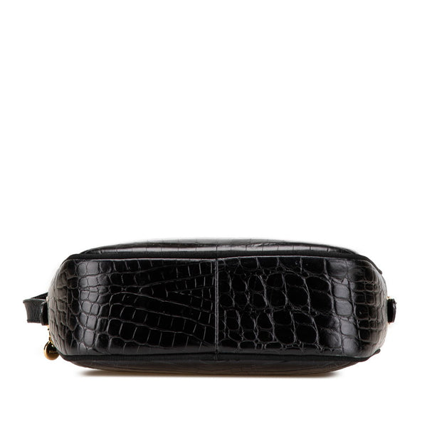 サルヴァトーレフェラガモ ヴァラ クロコ型押し 斜め掛け ショルダーバッグ AF-21 6677 ブラック レザー レディース Salvatore Ferragamo 【中古】