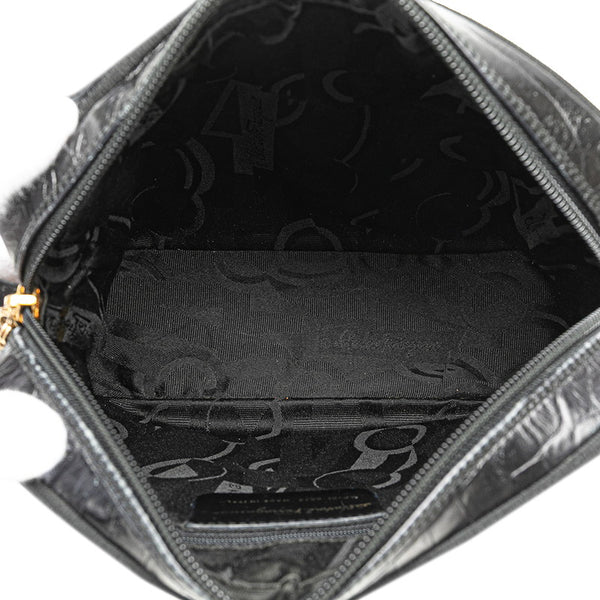 サルヴァトーレフェラガモ ヴァラ クロコ型押し 斜め掛け ショルダーバッグ AF-21 6677 ブラック レザー レディース Salvatore Ferragamo 【中古】