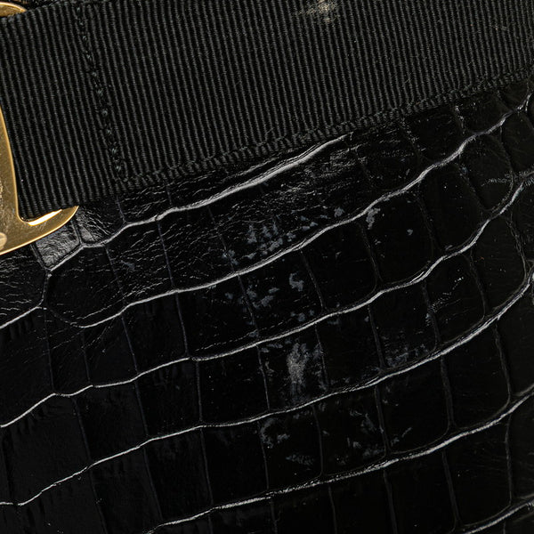 サルヴァトーレフェラガモ ヴァラ クロコ型押し 斜め掛け ショルダーバッグ AF-21 6677 ブラック レザー レディース Salvatore Ferragamo 【中古】