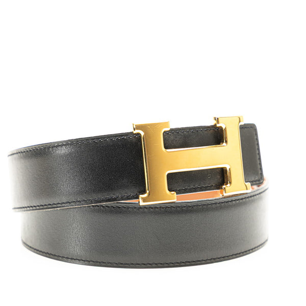 エルメス コンスタンスH ベルト 65 ブラック ブラウン ボックスカーフ クシュベル レディース HERMES 【中古】