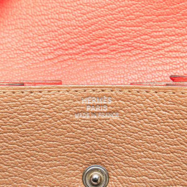 エルメス ルヴァンキャトル コインケース 小銭入れ ケブラチョ ブラウン ピンク シェーブル レディース HERMES 【中古】