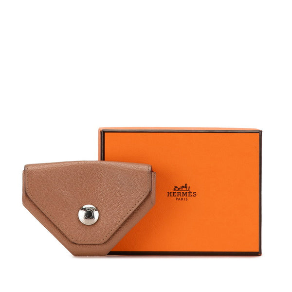 エルメス ルヴァンキャトル コインケース 小銭入れ ケブラチョ ブラウン ピンク シェーブル レディース HERMES 【中古】