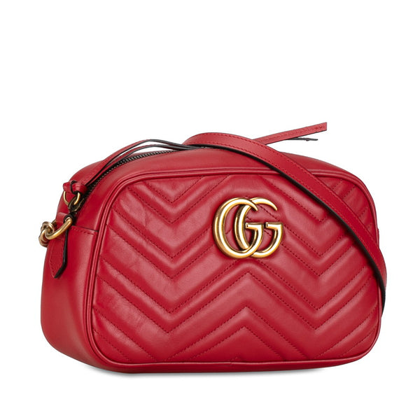 グッチ GGマーモント キルティング 斜め掛け チェーン ショルダーバッグ 447632 レッド レザー レディース GUCCI 【中古】